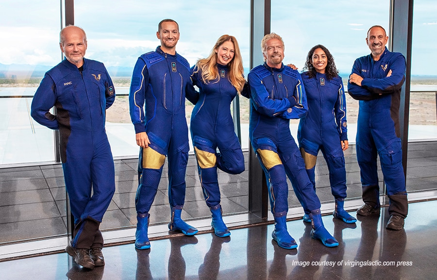 Virgin Galactic, lancio nello psazio Richiard Branson e crew