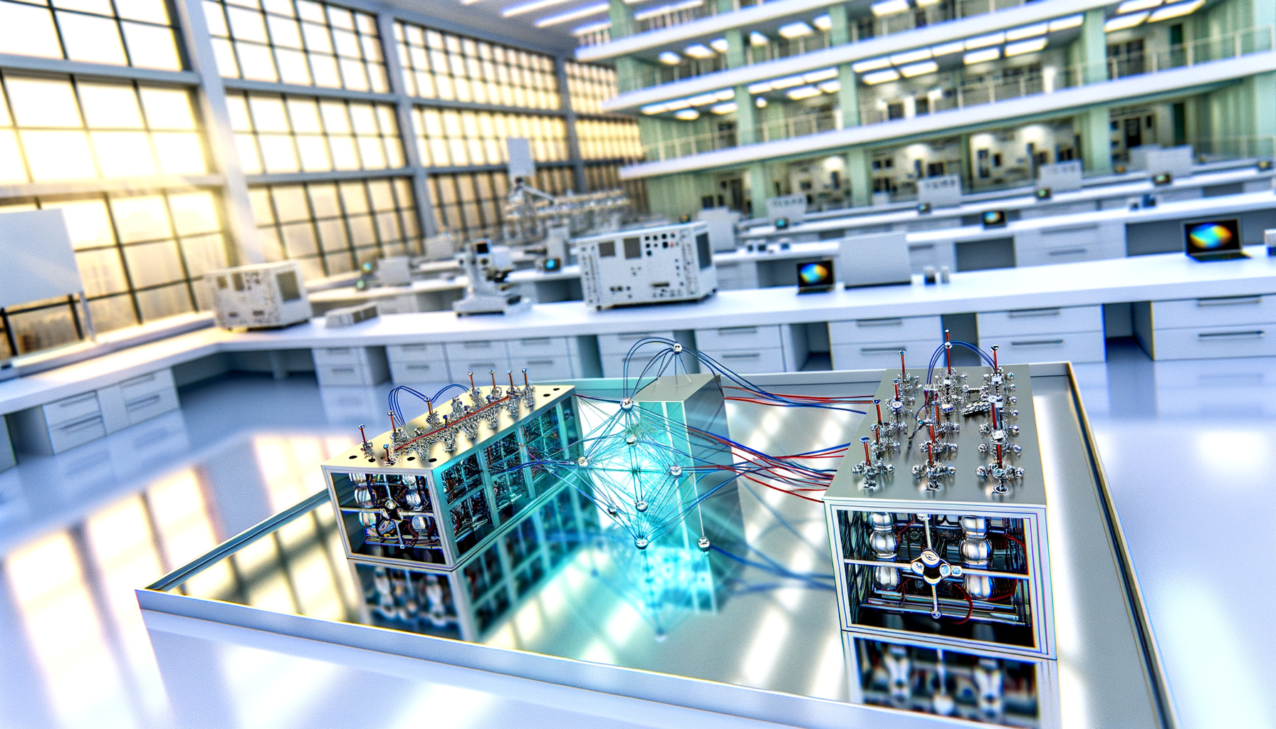 Ricercatori mostrano batteria quantistica prototipo durante un test in laboratorio