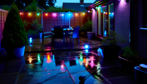 Govee string lights installate in giardino con lampadine multicolore personalizzabili