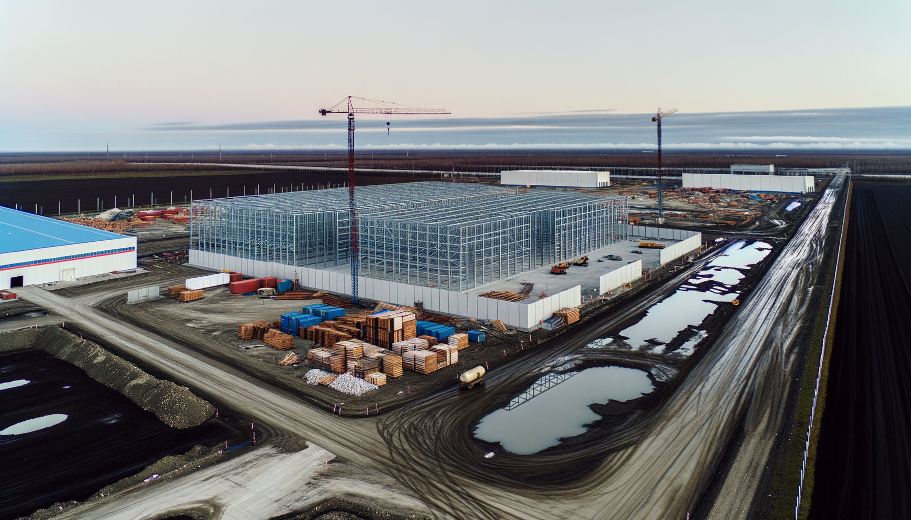 Ritardi data center ai mostrati da immagini satellitari dei cantieri