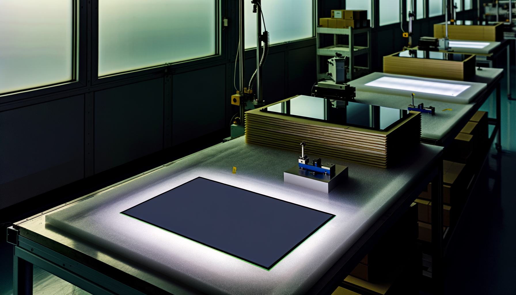 Ipad air oled concept con display OLED acceso su sfondo neutro