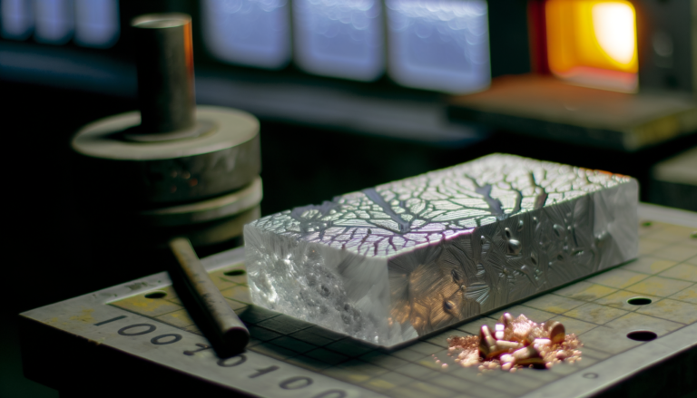 Cristalli metallici di lega alluminio rame cresciuti usando idrogeno in laboratorio