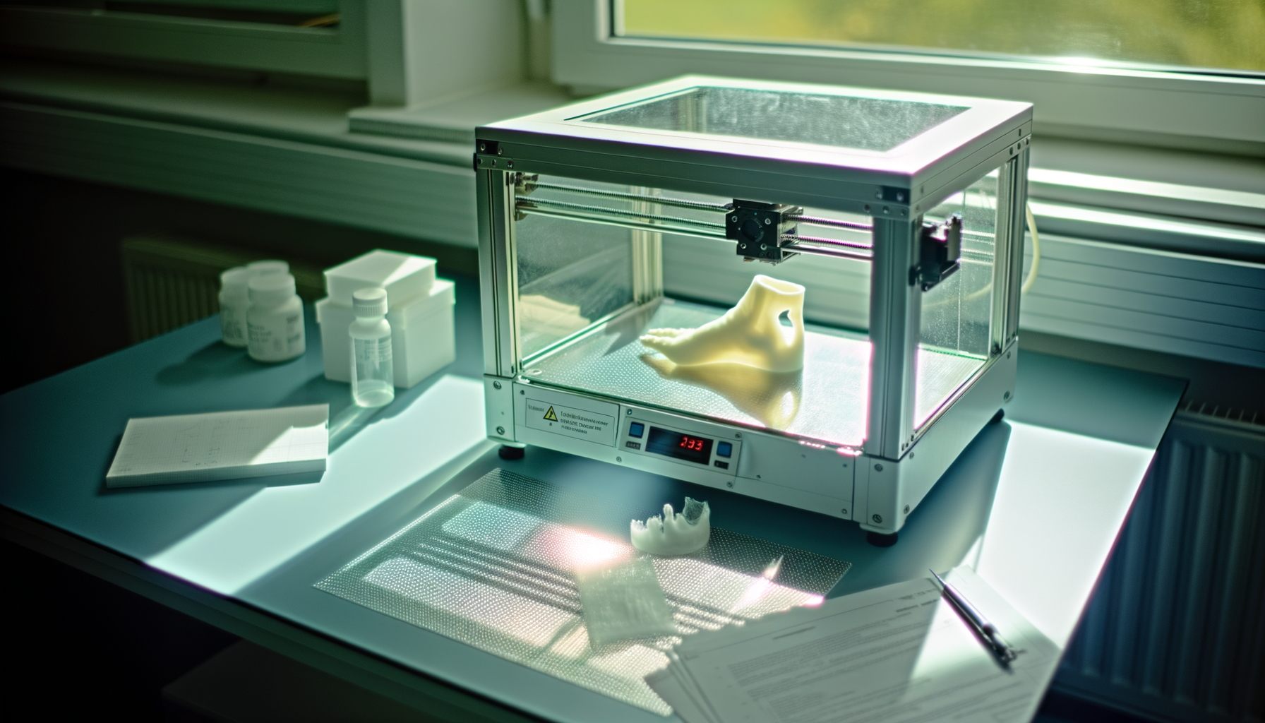 Dettaglio tecnico di stampanti 3d economiche con pellicola ottica di precisione