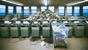 Grafico adozione strumenti IA negli Stati Uniti e calo fiducia utenti