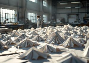 Origami ingegneristico 3d che trasforma una lastra piatta in una struttura curva rigida