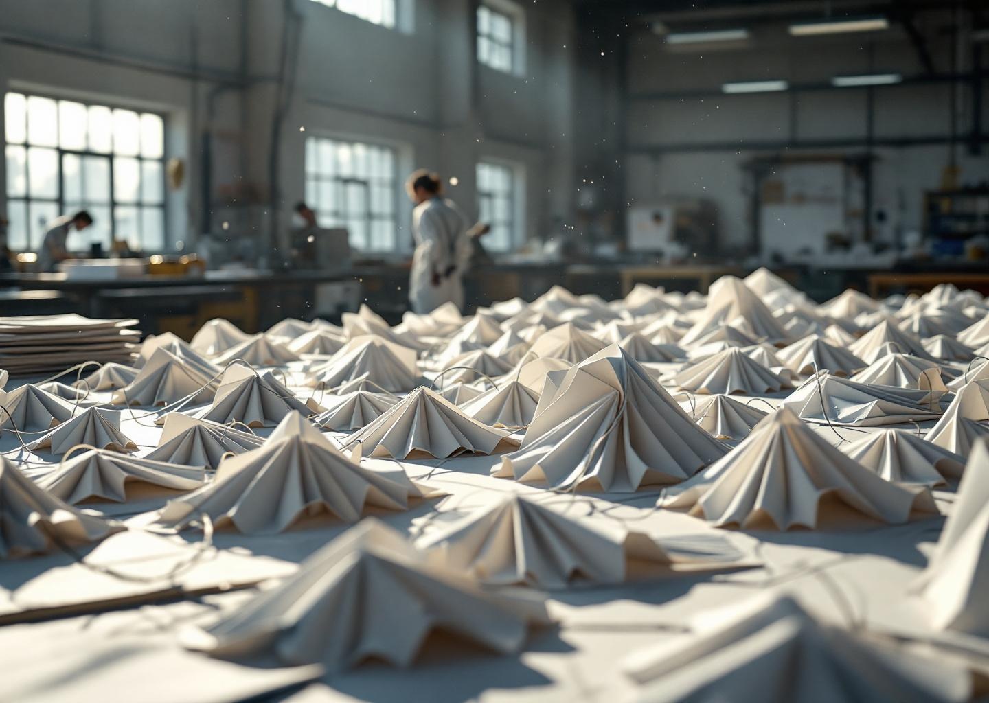 Origami ingegneristico 3d che trasforma una lastra piatta in una struttura curva rigida