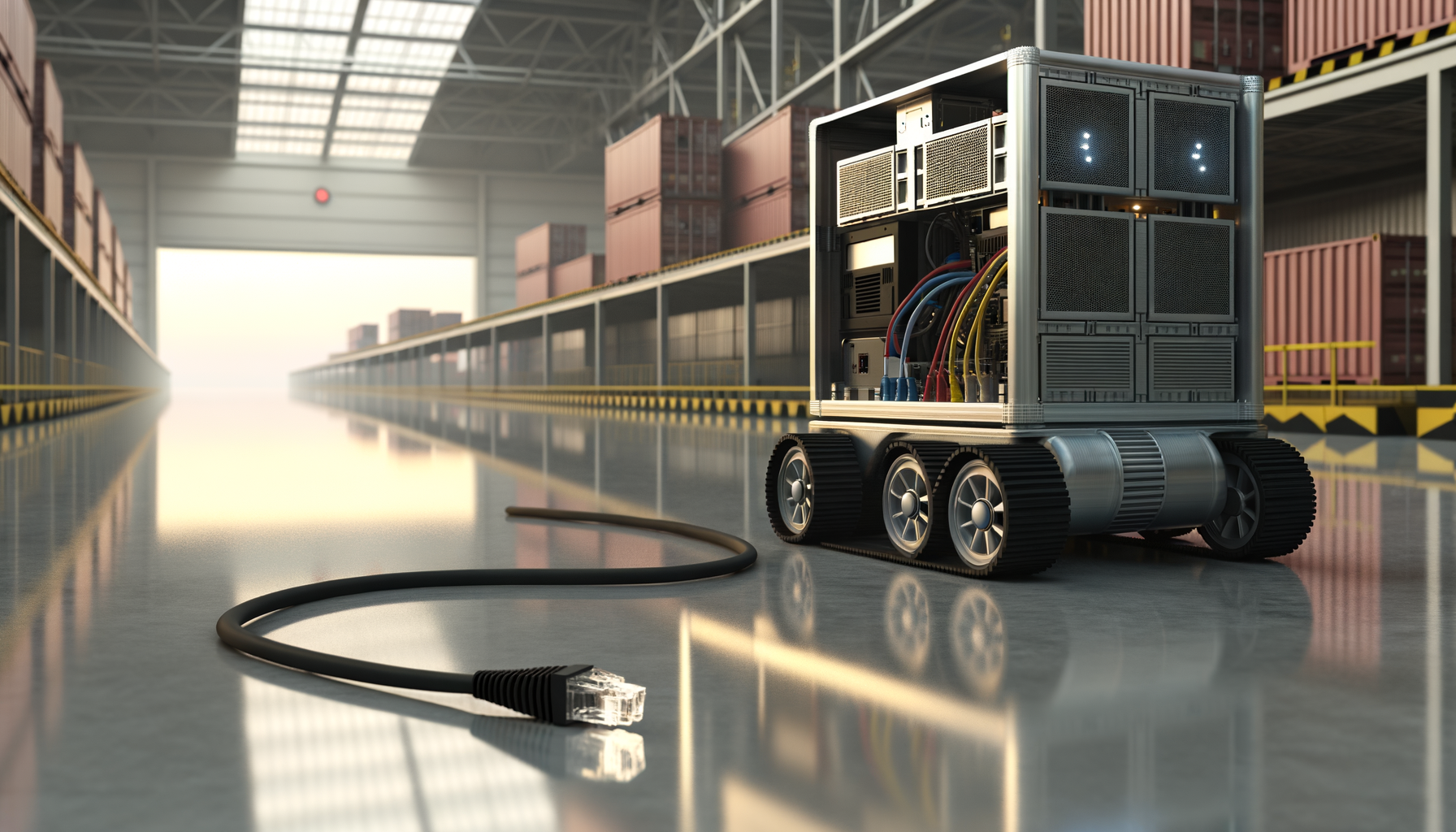 Zaino edge computing BotPack B Series montato su robot industriale