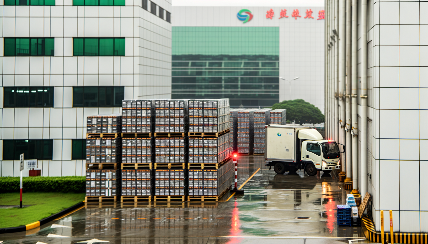 Fonderia cinese che produce chip ai huawei con macchinari avanzati e operatori al lavoro