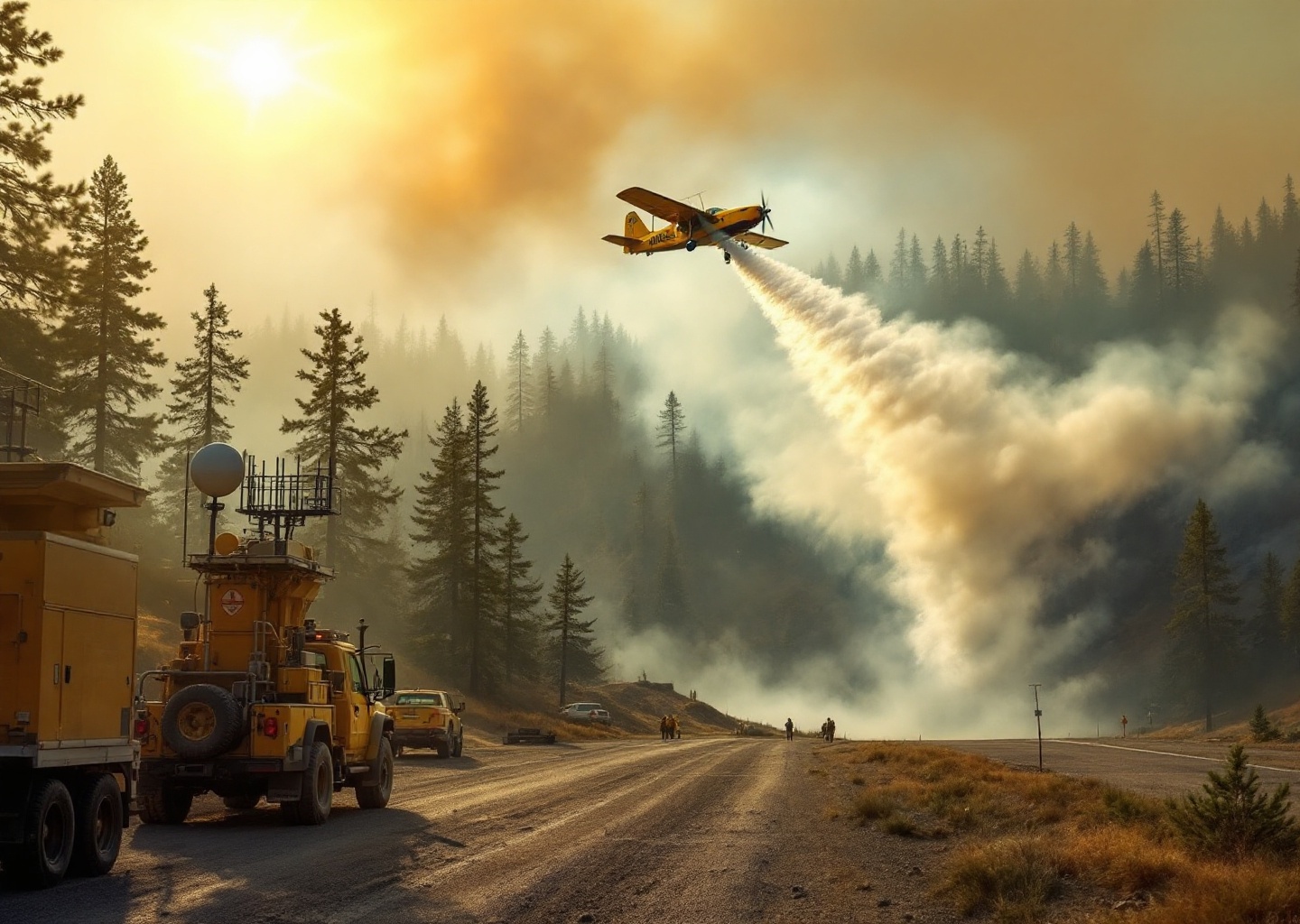Spegnimento incendi aerei con velivolo antincendio in azione su un bosco