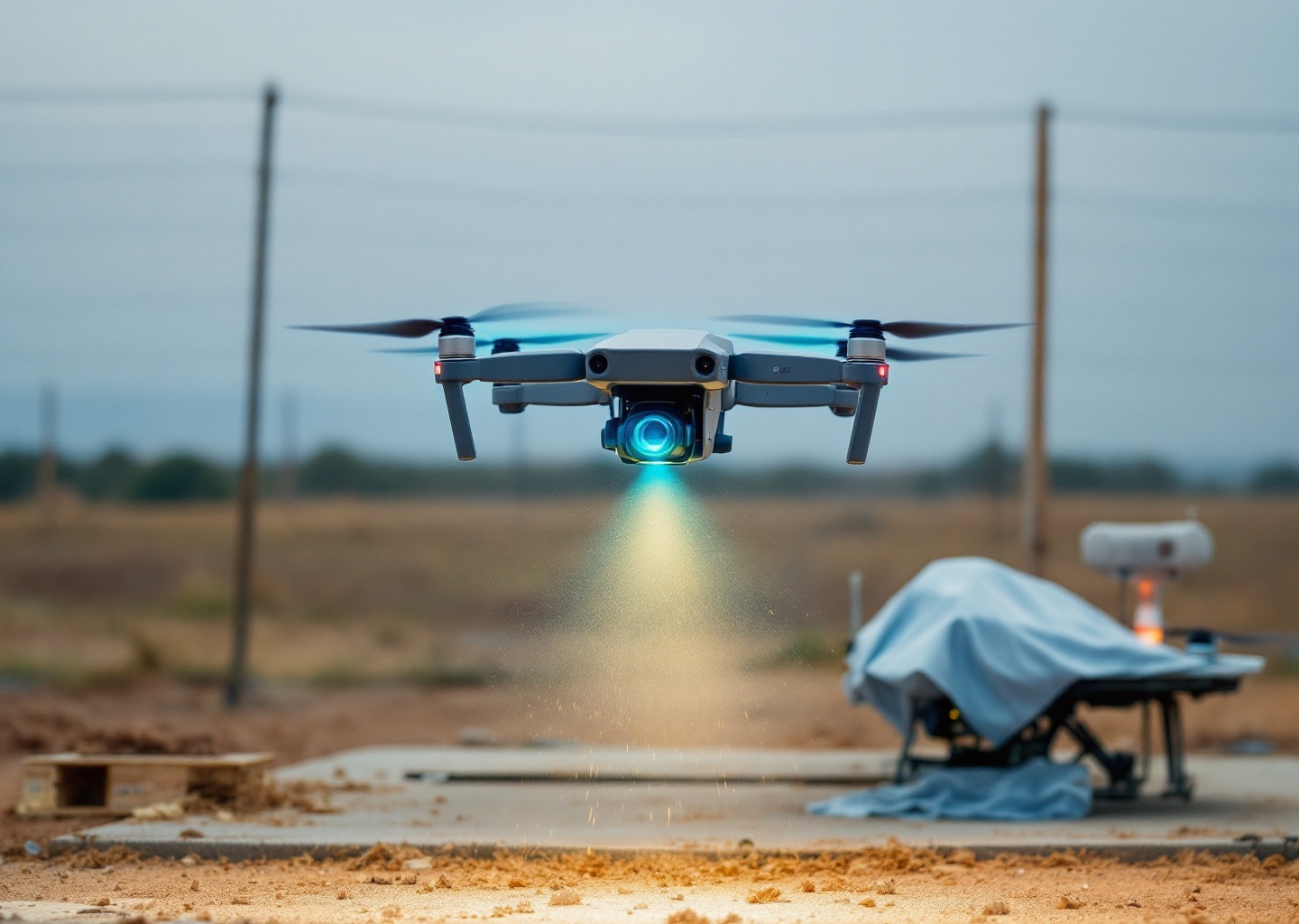 Sistema laser dazzler droni durante test sui sensori ottici di un drone