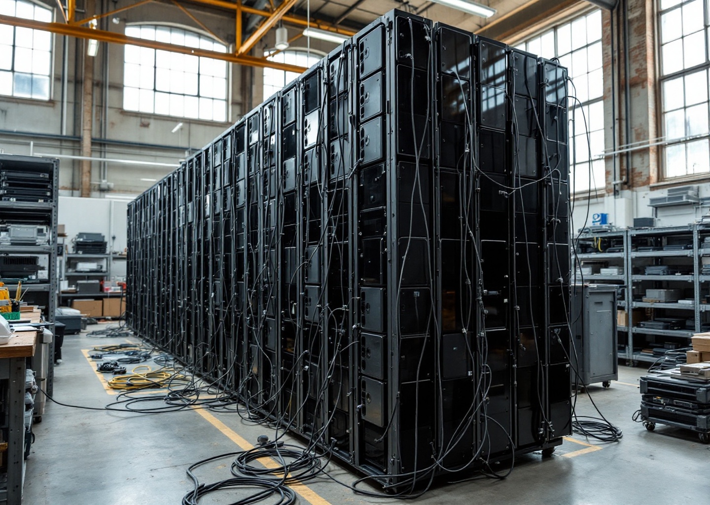 Smartphone data center con Google Pixel Fold montati in rack universitario