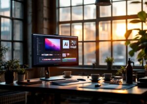 Schermata di Premiere con assistente ai adobe attivo nella barra laterale