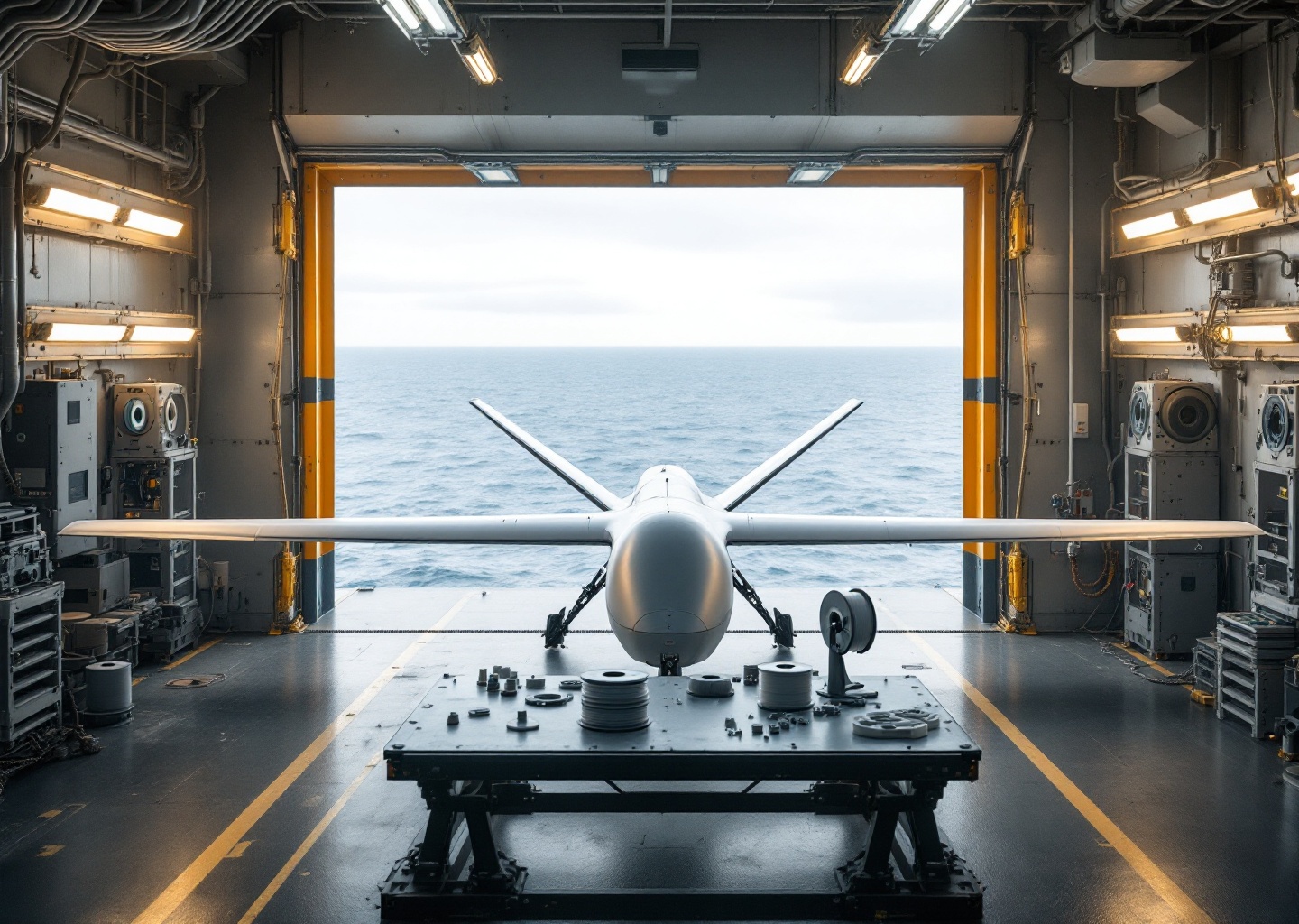 Droni stampati 3d assemblati a bordo di una nave militare in navigazione