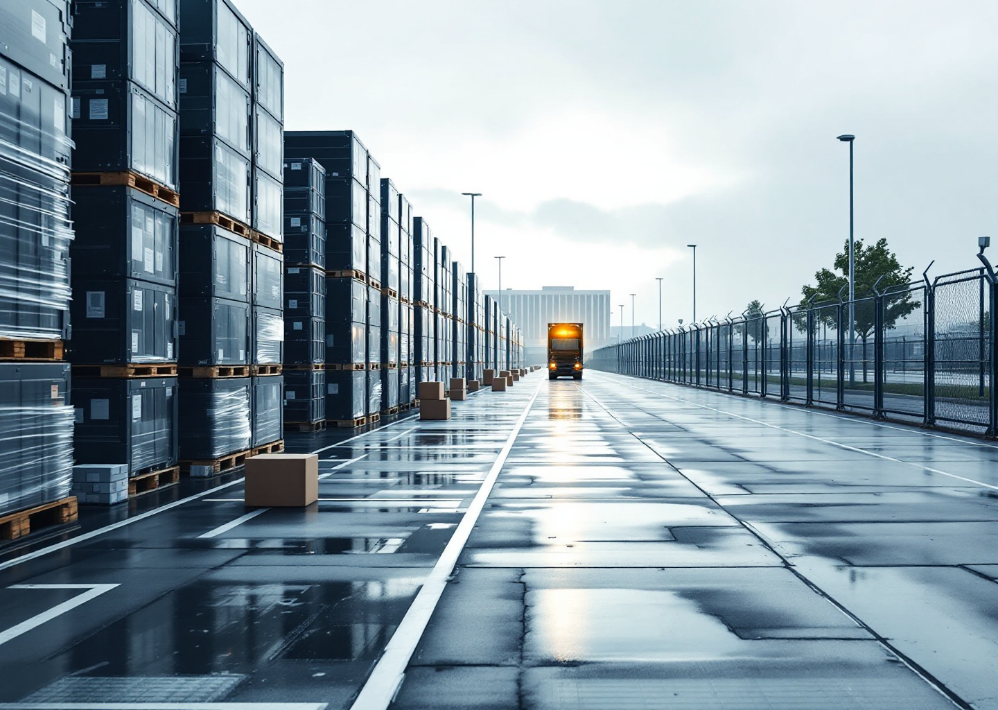 Rack di server cloud con banner hardware ai, operatori al lavoro