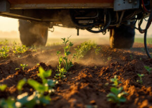 Robot laser agricolo montato su trattore elimina erbacce nei campi indiani