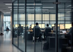Lavoro digitale india con dipendenti e sistemi AI in ufficio