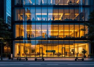 Ecosistema tech hong kong con skyline e hub per start-up tecnologiche