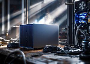 Mac Studio M5 Ultra su scrivania professionale con setup per AI e grafica 3D