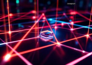 Visualizzazione di campo di luce 3d che manipola stati elettronici in un ambiente quantistico