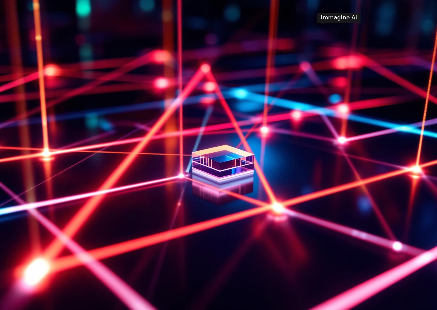 Visualizzazione di campo di luce 3d che manipola stati elettronici in un ambiente quantistico