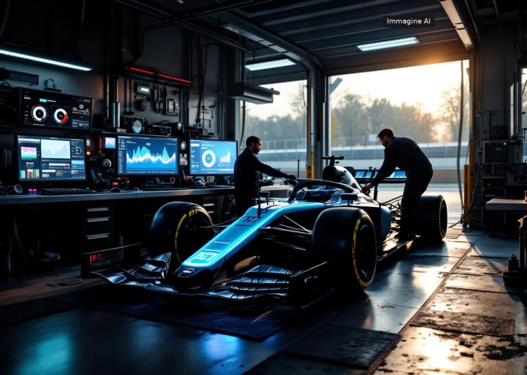 Ai motorsport setup al lavoro su dati e configurazioni di un team in pista