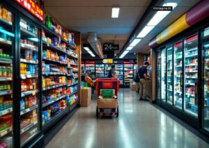 Robot convenience store H1 e C1 di Striding AI in un negozio h24