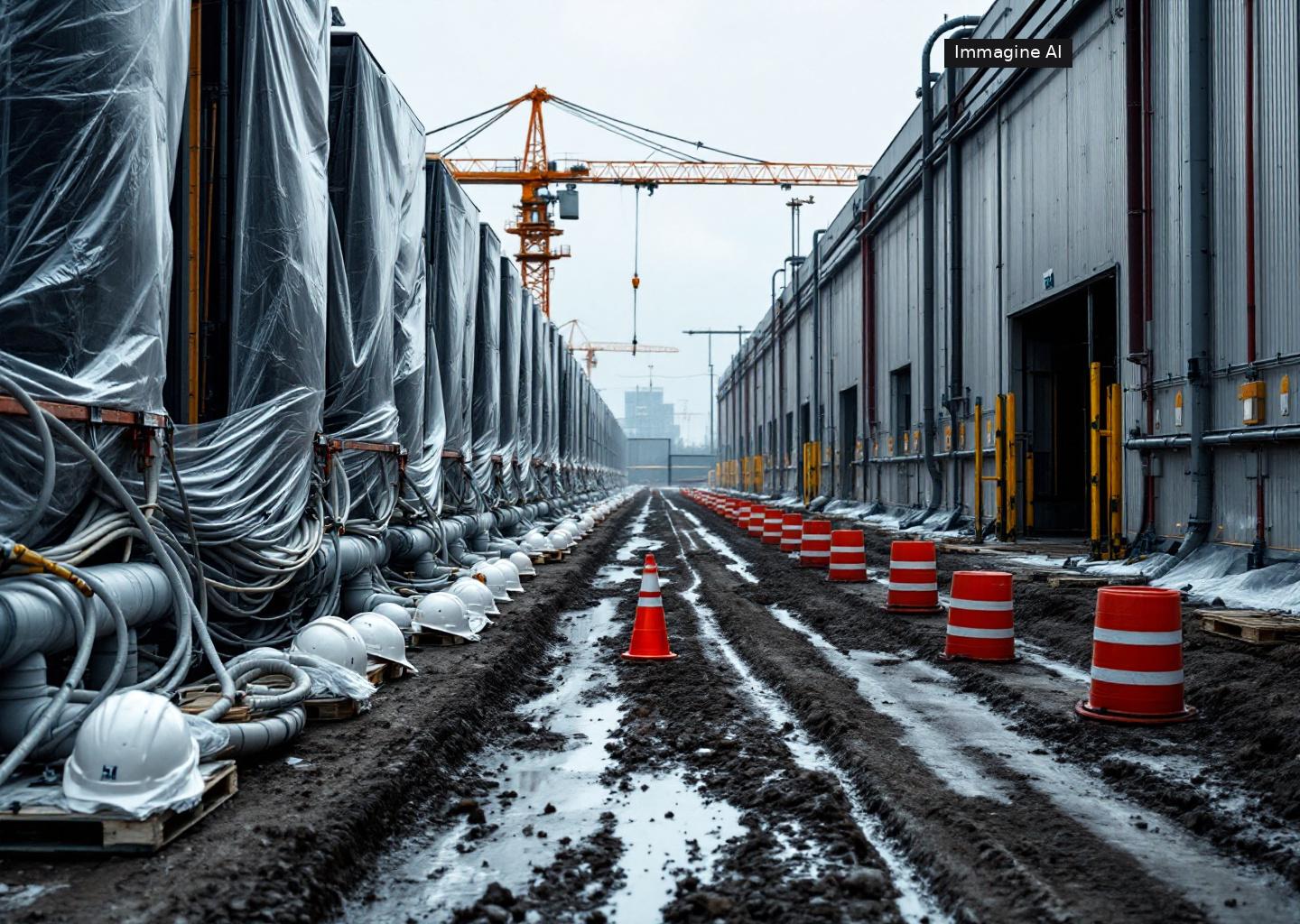 Tecnici al lavoro in un data center ai durante installazione e manutenzione