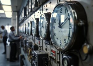 Orologio atomico e grafico temporale sulla fine leap second